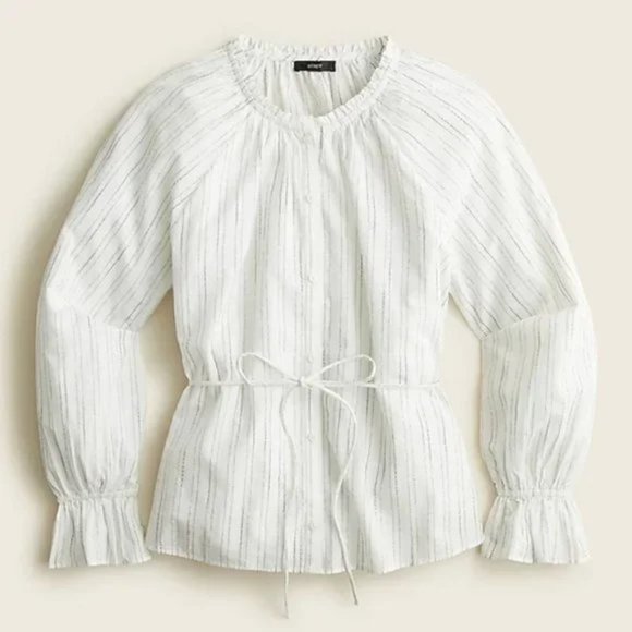 J. Crew Button-Up Tie-Waist Top in Stripe - Picture 4 of 16